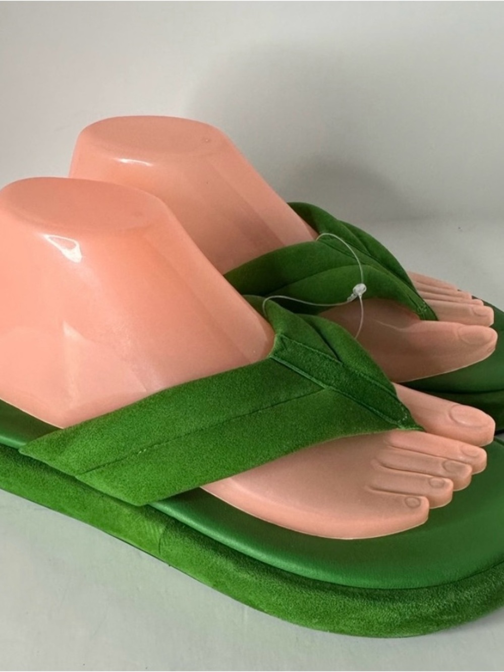 Free People Bold Green Suede Platform Thong Sandals